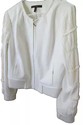Buy White House Black Market Dressy Bomber Zip Up Jacket White-sz 12-nice • 51.97£