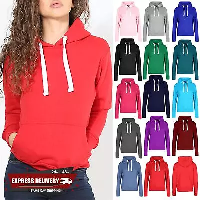 Buy Ladies Womens Fleece Hoodies Long Sleeve Knit Side Pockets Jumper Top Sweatshirt • 7.99£
