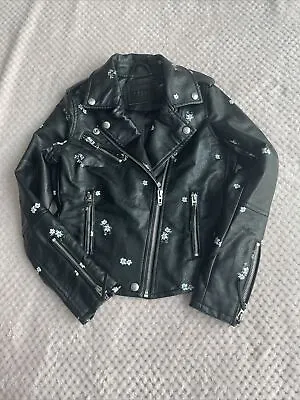 Buy BLANKNYC Girls Black Faux Leather Jacket Size M Age 9 • 6£