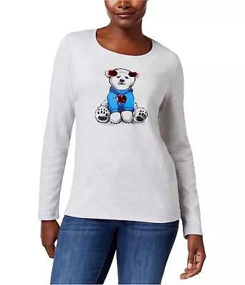 Buy Karen Scott Womens Bear Graphic T-Shirt, Grey, PS • 176.75£