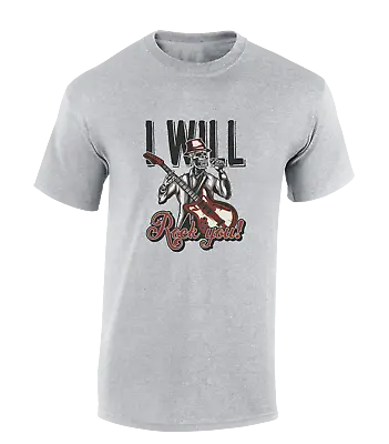 Buy I Will Rock You Mens T Shirt Skeleton Skull Musician Singer Band Top Design • 7.99£