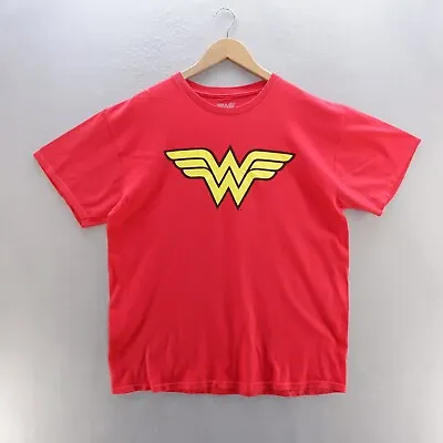 Buy Wonder Woman T Shirt Large Red Graphic Print Logo Short Sleeve Cotton Mens • 8.09£
