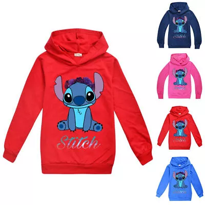 Buy Lilo And Stitch Cartoon Character Hooded Hoodie Sweatshirt Boys Girls Kids Tops • 7.59£