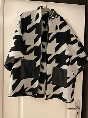 Buy Ladies Black Grey Mix RIVER ISLAND Poncho Cape Jacket-Size M • 16.25£