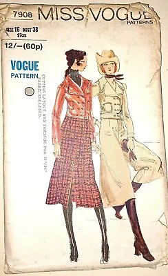 Buy Rare UNCUT Miss Vogue 7908 Double Breasted Denim Jacket, Skirt Or Culotte UK 16 • 20£