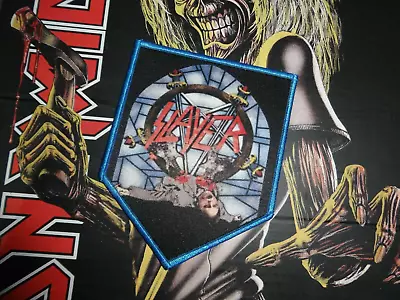 Buy Slayer Patch Shield Thrash Metal Battle Jacket Bathory Exodus Blue Border Xxxx • 12.33£