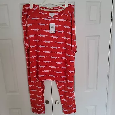 Buy NEXT Womens Scion Red Fox Short Sleeve Cotton Pyjamas SIZE XXL 24 - 26 New • 22£