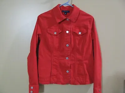 Buy Charter Club Long Sleeve Button Front Red Denim Jacket Size Medium • 18.32£