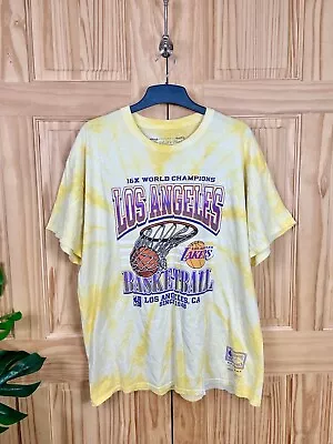 Buy Mitchell & Ness T-Shirt XL Mens Basketball Los Angeles Lakers Yellow Tie Dye NBA • 13.99£