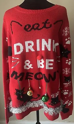 Buy No Boundaries NWT Eat Drink & Be Meowy Christmas Sweater XXL/2XG (19) • 21.84£