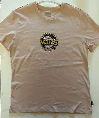 Buy Vans Sactuary Boyfriend Fit T Shirt Pink With Sunflower Logo BNWT Small • 14£
