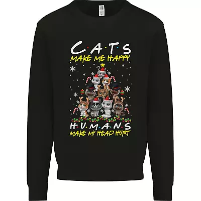 Buy Cats Make Me Happy Funny Christmas Kids Sweatshirt Jumper • 15.99£
