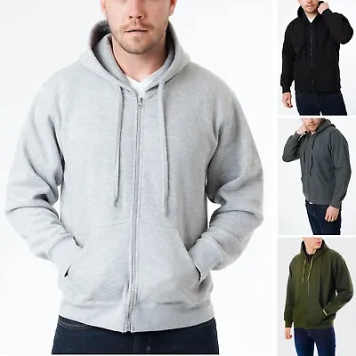 Buy Mens Zip Up Hoodie Pullover Zipped Hoody Fleece Plain Sweatshirt Hooded S-5XL  • 13.99£