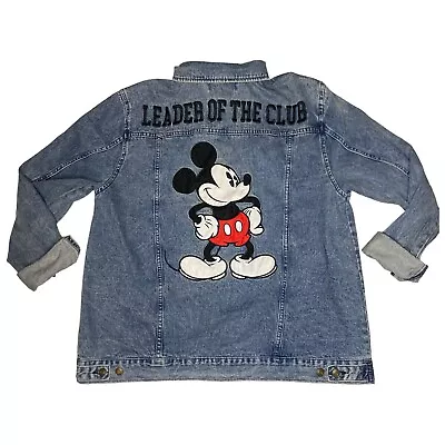 Buy Disneyland Mickey Mouse Leader Of The Club Denim Jacket Disney Store Size Large • 31.18£