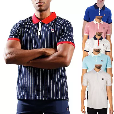 Buy FILA Mens Polo T Shirts Casual Summer Vintage Stripe Sports Cotton T Shirt S-4XL • 24.99£