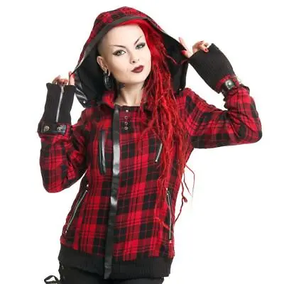 Buy Poizen Industries Z Jacket Ladies Red Check Goth Emo Punk Alternative • 58.95£