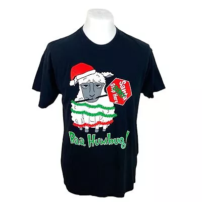 Buy Baa Humbug Xmas T Shirt Black Large Santa Stop Here Festive T Shirt Oversized • 22.50£