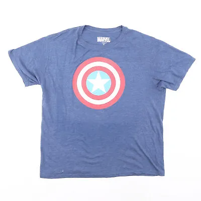 Buy MARVEL Mens Captain America Blue Classic Short Sleeve T-Shirt XL • 11.99£