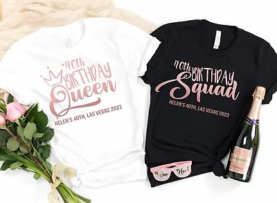 Buy ROSE GOLD 40th Birthday Queen / Birthday Squad Personalised Matching T-Shirts | • 13.75£