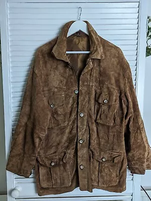 Buy Leather Brown Tan Genuine Suede Jacket Mens Size 40/43 • 24.99£