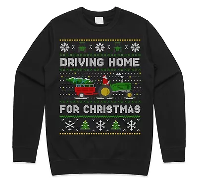 Buy Tractor Driving Home For Christmas Jumper Sweatshirt Funny Farmer Farming Dad • 25.99£