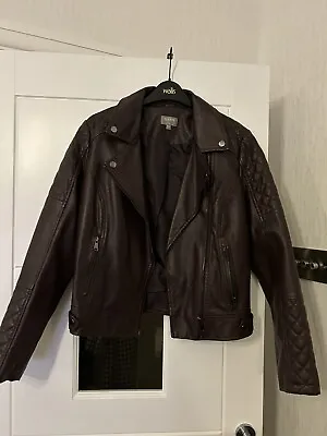 Buy Oasis Dark Burgundy Faux Leather Biker Jacket Medium  • 8£