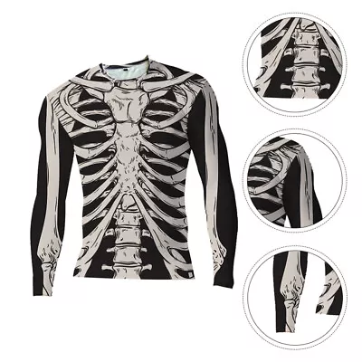 Buy  Halloween Bottoming Shirt Skeleton Print Skull Three-dimensional Costume • 13.59£