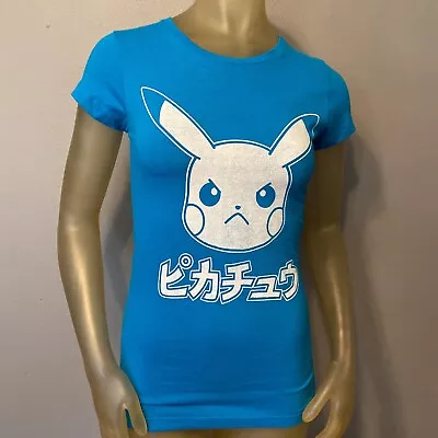 Buy Pokémon Go Mad Pikachu Angry Face Blue Juniors Small Tee Shirt • 20.12£