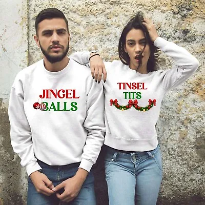 Buy Christmas Jumper Jingle Balls Tinsel Ti*s Couple Funny Xmas Sweatshirt Gift Top • 17.99£