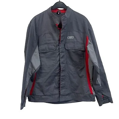 Buy Audi Logo Workwear Uniform Jacket Garage Racing Button Down Cotton Size 50 Gray • 51.29£