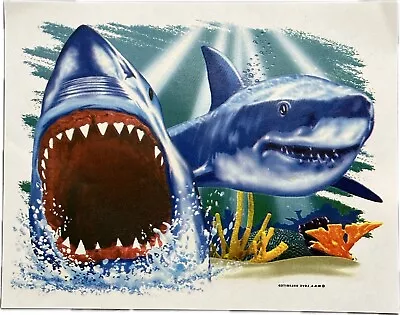 Buy RARE Vintage 80 90s Shark Big Mouth Bite Jaws T-Shirt Heat Transfer • 4.73£