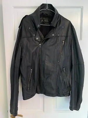 Buy Label Lab, Men's Black Leather Biker Jacket With Zips And Studs. Size L • 45£