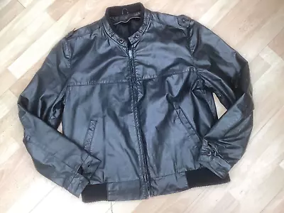 Buy USA Black Leather Bomber Style Jacket Size. 42”                    (RW) • 4.99£