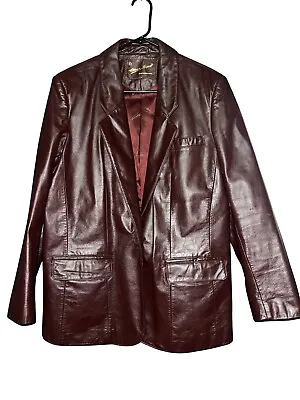 Buy Vintage 70s Etienne Aigner Leather Jacket Blazer Women's Oxblood Burgundy Sz 16 • 52.92£