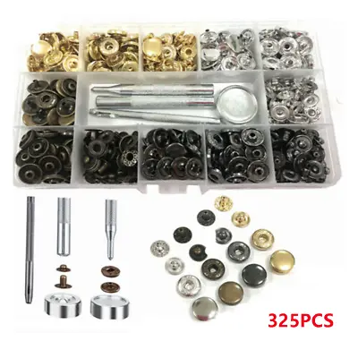 Buy Heavy Duty Snap Fasteners Press Studs Kit +Poppers Leather Button Tool 325pcs • 10.49£