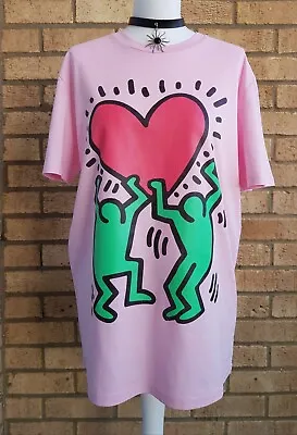 Buy Pop Art Graffiti T-Shirt Keith Haring Unisex Pink Colour • 19.95£