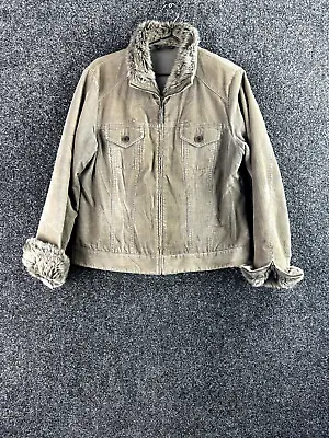 Buy Principles Women Jacket 14 Beige Corduroy Short Long Sleeve Cotton Regular Zip • 20.99£