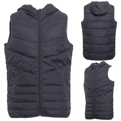 Buy Mens Body Warmer Jack & Jones Sleeveless Puffer Jacket Summer Padded Hoodie Hood • 15.99£