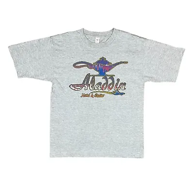 Buy ALADDIN Hotel And Casino Vintage 90s Single Stitch Graphic T Shirt Grey Large • 24.95£