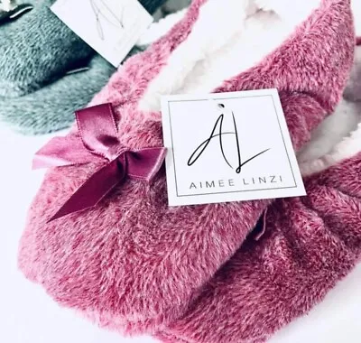 Buy Ladies Ballerina Style Slippers X 1 Pair With Cosy Fleece Lining And Grip Soles • 5£
