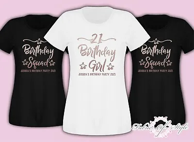 Buy Rose Gold Personalised Birthday Girl Squad 18th 21st 30th 40th  T-shirt Female  • 11.95£