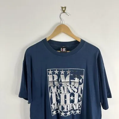 Buy Men’s Vintage Giant Rage Against The Machine 2000 Rock Graphic Blue XL T-Shirt • 120£