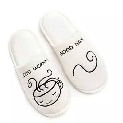 Buy Rest Your Soles White  Good Morning /Good Night  Coffee Cup Novelty Slippers • 24.86£
