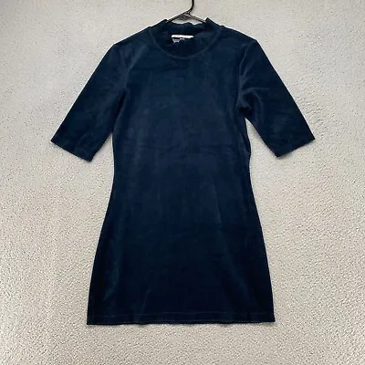 Buy Prairie Underground Tunic Dress Womens Medium Mock Neck Velvet Blue Mini Bodycon • 27.45£