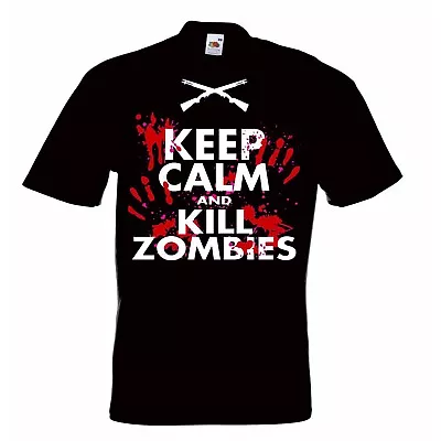 Buy Keep Calm And Kill Zombie Black T,shirt Medium Size • 8.99£