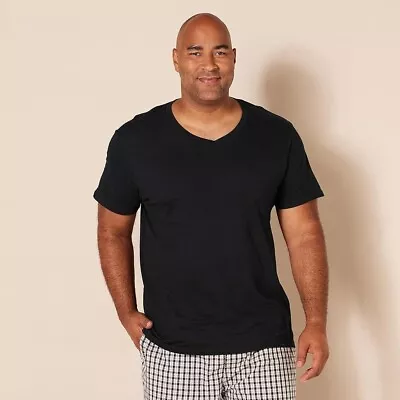 Buy 6 Pack Mens Black T-shirts V Neck Undershirt Size UK XXL 100% Cotton BNWT • 16.75£