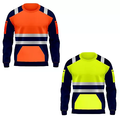 Buy Hi Viz High Visibility Sweat Shirt Reflective Work Wear Fleece Jacket 2 Pocket • 14.99£