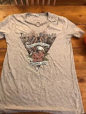 Buy River Island Grey Twisted Eagles 1972  T Shirt Rockabilly Grunge Size 12 • 3£