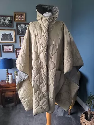 Buy Stylish Lightweight 20/22 Beige Quilted Hooded Poncho Cape  Coat • 18£
