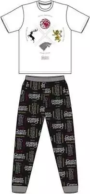 Buy Mens Game Of Thrones White Black Pyjamas Bottoms Top Lounge Set Fathers Day Gift • 15.99£